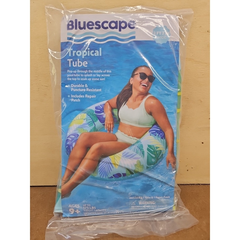 Bluescape Blue Tropical Inflatable Swim Tube Pool Float  Age 9+ 2ft 7in Wide